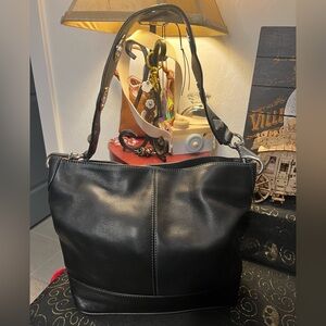 Tignanello Black Leather Tote Bag